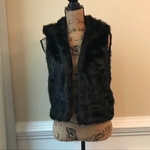 New Directions Black Faux Fur Vest